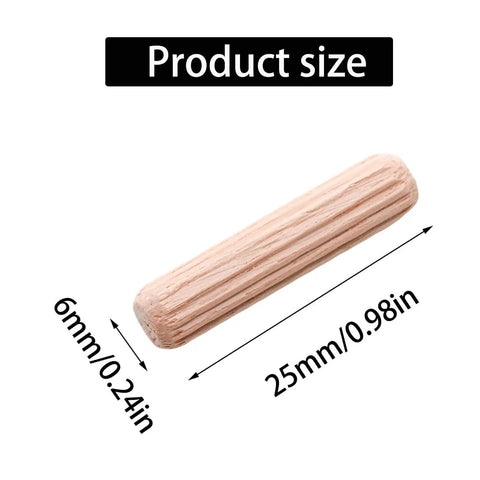 Wooden Dowel Pins 48 Pieces 6mm By 25mm And One Quarter Inch By One Inch Fluted Beveled Ends Hardwood Pegs for DIY projects