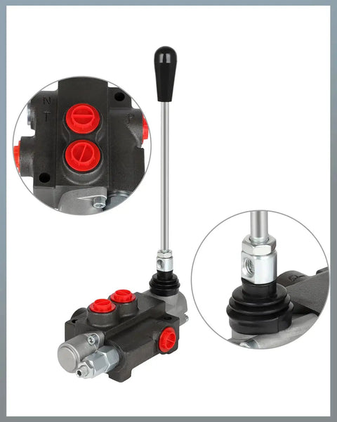 One Spool Hydraulic Pro Grade Flow Control Valve With 11 GPM At 3600 PSI G Ports Adjustable Relief Lever Handle close-up view