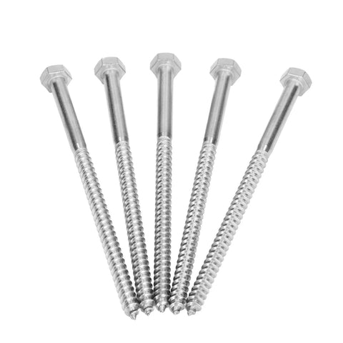 Stainless Steel Half Thread Wood Lag Screw Hex Bolt Self Tapping For Carpentry M8x150mm With Heavy Duty Build Beefy Hold And High Hardness