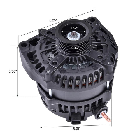 Heavy Duty 300A 14V High Output Alternator Replacement For 2007 To 2011 Escalade 6.0L 6.2L V8 And GM SUVs dimensions