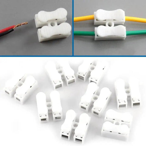 100 Pack 2 Pin Quick Wire Connectors With Spring Clamp Terminals For Fast Easy Wiring 5A Capacity Push In Screw Terminal Block