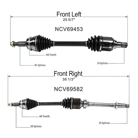 Beefy Front CV Axle Set For Toyota Camry 2007 To 2017 Avalon 2008 To 2016 And Lexus ES350 2007 To 2017 Left and Right Axles