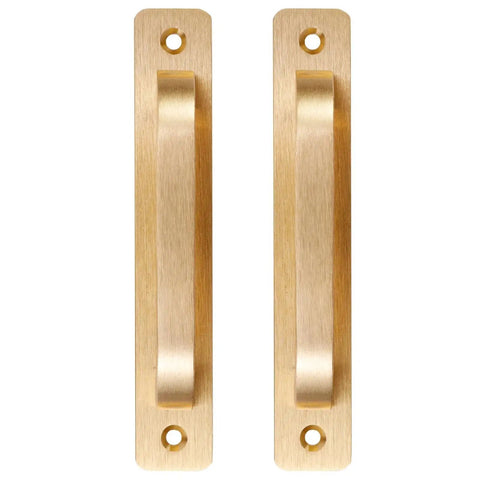 Two 5-Inch Brushed Gold Cabinet Pulls With Base Plate Aluminium Alloy Square Kitchen Handles for Doors and Gates