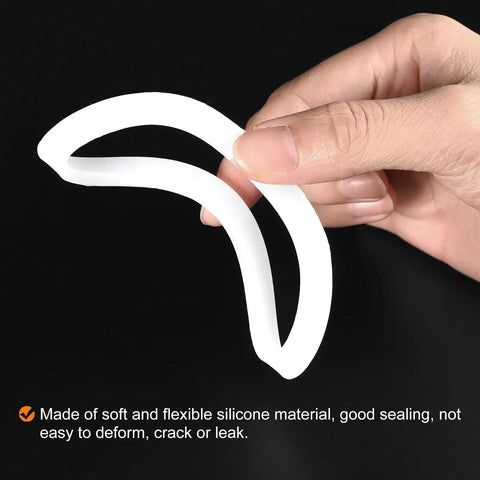 Silicone Gasket Seal For 1 Cup Coffee Maker Replacement Ring 38x50x2.2mm shown flexible in a hand, pack of 3
