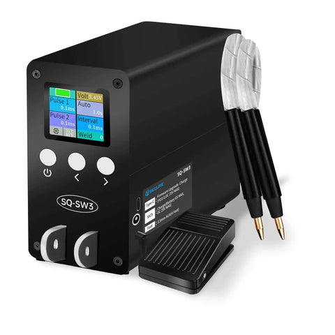 2500A Spot Welder For 18650 And 21700 Battery Packs with foot pedal and dual handles, ideal for nickel and copper welding.