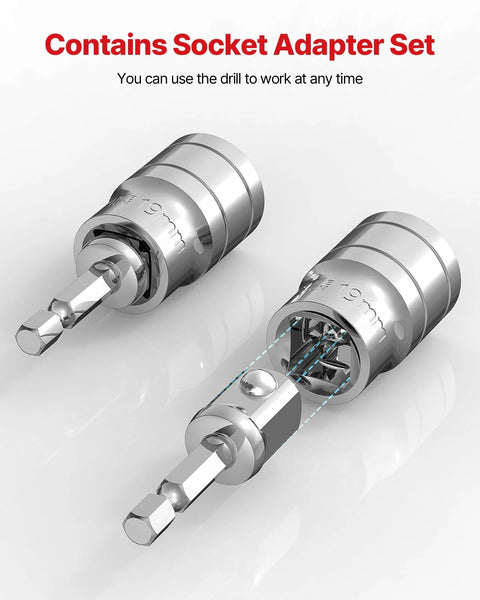 Socket adapter set: two chrome socket adapters with quick-release joint in chrome-plated steel.