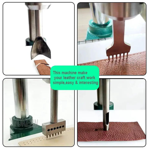 Handheld Leather Hole Punch And Stamping Press For DIY Crafting Adjustable 1.5 To 13 mm Chuck And 4.4 Cm Press Plate Great For Belts Bags
