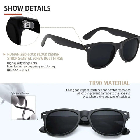 Polarized Sunglasses For Men And Women With Retro Square Frame UV Protection For Driving Fishing Hiking And Outdoor Adventures