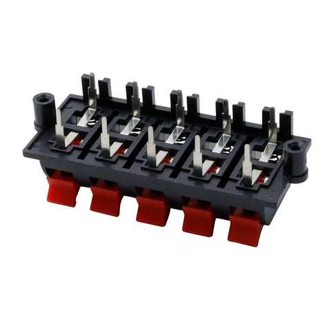 Straight Speaker Terminal Strip WP10-03B Push Release Clips 5Pcs For DIY Audio Upgrades, Durable Plastic and Iron, 77x30x29mm