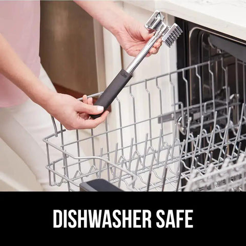 Dual Sided Meat Tenderizer Tool With Patented Design Beefy Heavy Duty Aluminum Mallet shown in dishwasher.