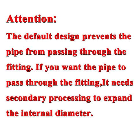 Beduan warning sign with red text about pipe fitting design; no actual fitting shown.