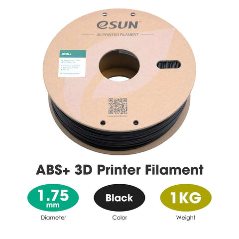 ABS Plus 1.75mm Filament For 3D Printing, Built Tough With Low Warping, Tight Dimensional Tolerance 0.05mm, 1kg Black Spool