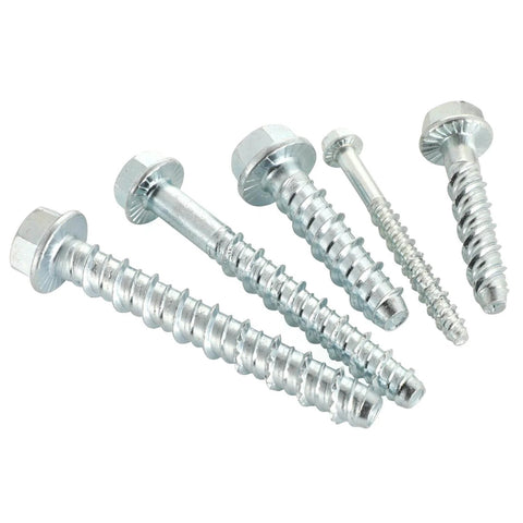 Three Eighths Inch By Four Inch Zinc Plated Large Diameter Concrete Screw For Anchoring To Masonry Concrete Brick Or Block Pack Of 25 With Included Socket Tool For Heavy Duty Use