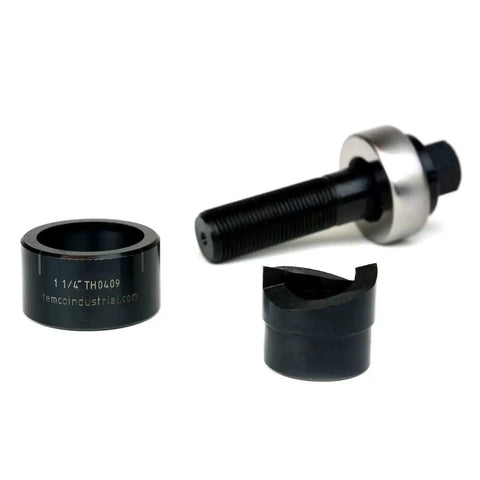 1 1/4 Inch Knockout Punch Kit With Draw Stud For Electrical Panels, 1.25 Inch Hole Size, black components on white background