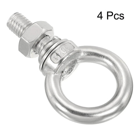 Heavy Duty Stainless Steel Eye Bolts Set Of 4 With Shoulder Ring Nuts And Washers For Lifting And Hanging Indoor Outdoor Use Rust Resistant