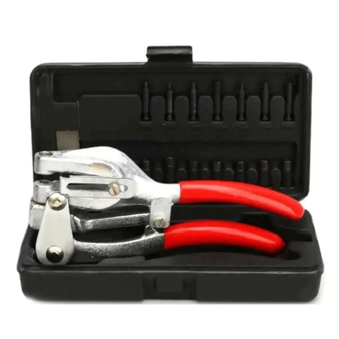 Heavy Duty Hand Held Hole Punch Kit For Sheet Metal From Three Thirty Second Inch To Nine Thirty Second Inch With Wire Strippers