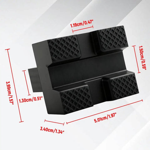 Universal Scissor Jack Pads Rubber Pinch Weld Saddle Protector For Two Ton Jacks with dimensions labeled in centimeters
