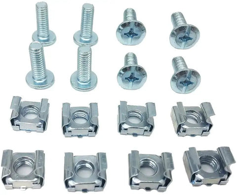 Set of mounting screws and M6 cage nuts for 2 Pack 1U 19 Inch Cable Manager Horizontal Rack Mount With 24 Slot Metal Finger Duct Wire Organizer.