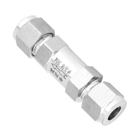 Stainless steel check valve with BSPP female threads, inline one-way valve for water/oil/gas, 3/8 inch