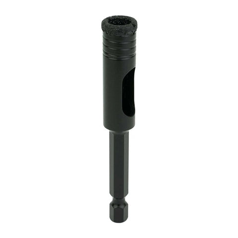 Front view of 1/2 Inch Diamond Hole Saw With Hex Shank Vacuum Brazed Diamond Cutter For Granite Tile Porcelain Stone And Glass 3-1/4 Inch Cutting Length Heavy Duty One Piece Construction And Impact Rated Drill Bit