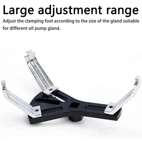 Universal Fuel Pump Lock Ring Removal And Reinstall Tool with adjustable arms shown in chrome-molybdenum steel material