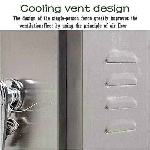 Close-up of vents on Outdoor Stainless Steel Weatherproof Electrical Control Box Enclosure for Wall Mount Industrial Grade Electric Control Panel.