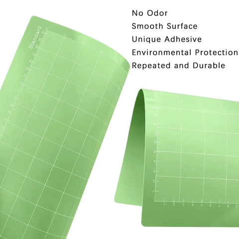 12x12 Inch Standard Green Grip Cutting Mat For Cricut Explore One Air Air 2 Maker 8 Pack Non Slip Adhesive Replacement Mats Compatible With Vinyl Paper Cardstock Thin Fabric And Other Medium Weight Materials showing smooth surface and durability