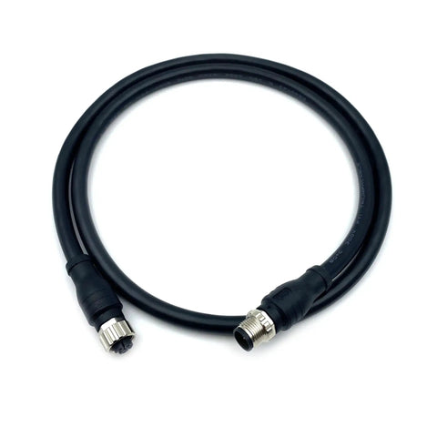 Five Pin L Code M12 Connector Cable From Female To Male For Rail Transit Power And Robotic Arm Control IP67 Waterproof; 1 Meter Wire.
