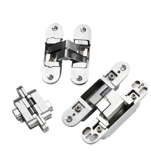 2Pcs 180 Degree Concealed Cross Door Hinges Zinc Alloy Invisible Hinge For Gate Door Cupboard Furniture Hardware Set Left 95x23 Built Tough