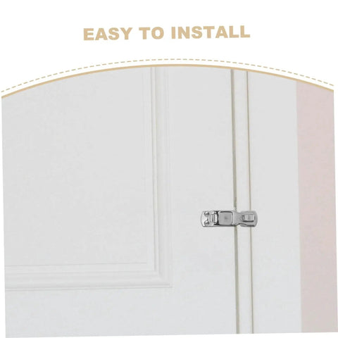 FOYTOKI stainless steel boat latch installed on white cabinet door; marine-grade 316