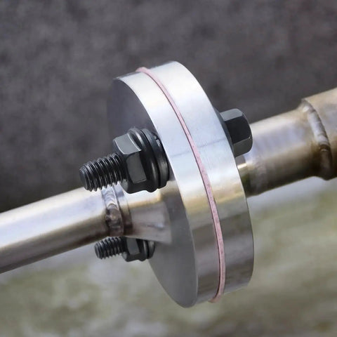 All-In-One Metric Flange Bolt Kit With 360 Pieces M6 Bolts And Serrated Nuts Plus Washers And Lock Washers in use on pipe.