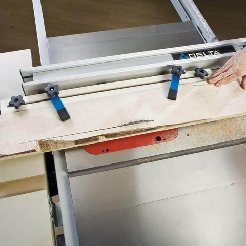 Table Saw Taper And Straight Line Jig For Quick Tapered Cuts And Dead On Straight Line Ripping in use on a table saw
