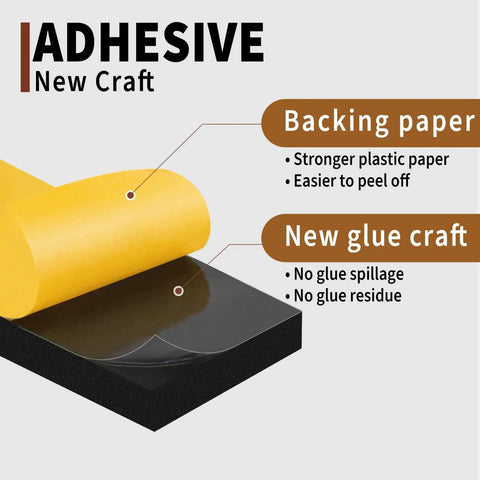Self-Adhesive Thin Foam Weather Stripping Tape 1/2 Inch Wide by 1/16 Inch Thick, 33 Ft Long detailing backing paper and glue craft.