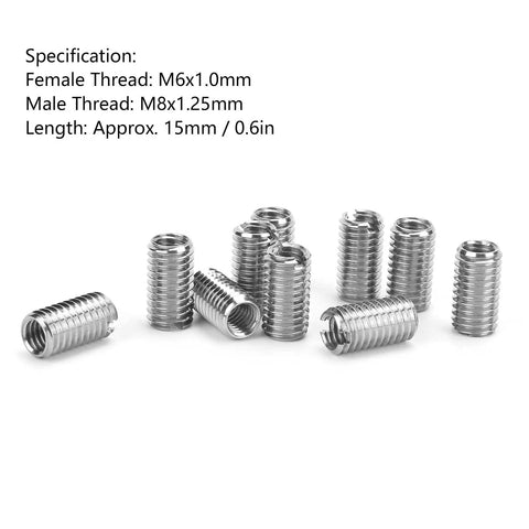 20 pcs stainless steel threaded inserts; cylindrical repair sleeves with internal threads and external ridges.