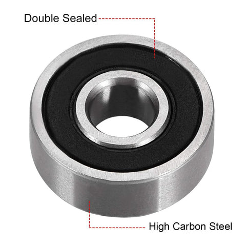 uxcell 606-2RS double-sealed deep groove ball bearing, 6x17x6 mm, high carbon steel