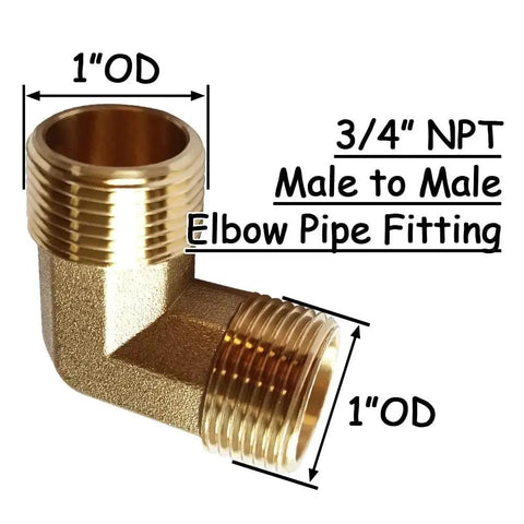 Brass 3/4 NPT Male To 3/4 NPT Male Elbow Pipe Fitting 2 Pack For Water Oil Gas Applications With Frosted Finish