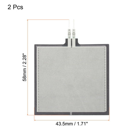 MECCANIXITY FSR406B thin-film force sensing resistor pads, 2-piece set, dual leads, 58x43.5 mm, black with silver grid.
