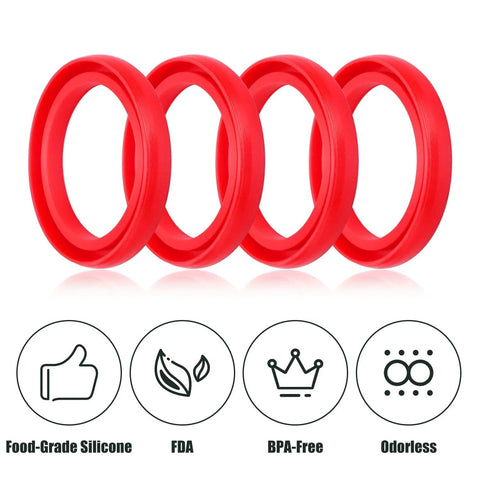 Four Pack Silicone Replacement Gaskets For Stanley Classic Thermos Lids BPA Free Sealing O Ring Gasket For Vacuum Bottle Stopper Red Premium Quality Easy To Install Seals For Long Lasting Leak Free Performance