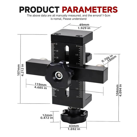 Adjustable Cabinet Door Mounting Jig For Frameless And Face Frame Cabinets with detailed dimensions and features