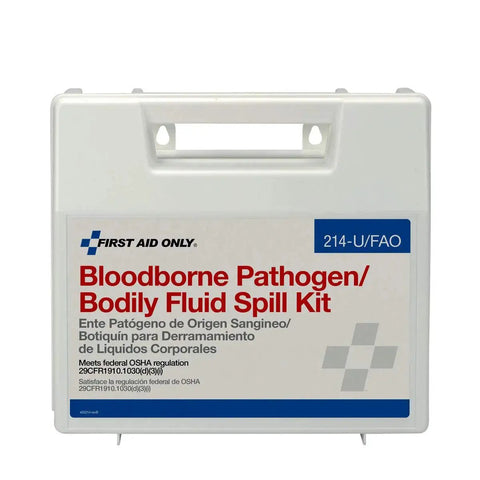 OSHA Compliant All In One Bloodborne Pathogen Cleanup Kit With 23 Pieces In Plastic Case for Spill Management