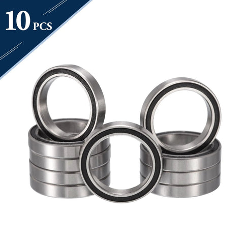 HiPicco 6700-2RS deep groove ball bearings, 10mm ID x 15mm OD x 4mm width, chrome steel, double rubber sealed, 10 pcs