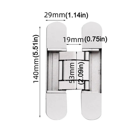 Concealed Door Hinge Set Two Pack Zinc Alloy 180 Degree Adjustable Folding Cross Hinge For Bedroom Living Room Cabinets And Cupboards Silver Finish With Screws Included