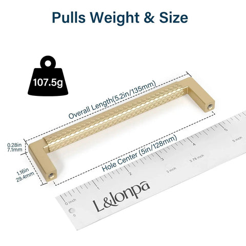 10 Pack Solid Zinc Alloy 5 Inch Center To Center Slim Square Bar Cabinet And Drawer Handles Gold Knurled Dresser Pulls size guide