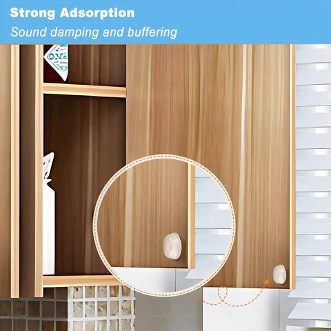 2 Pack Self Adhesive Bumpers 1/2 Inch Diameter Clear Round Cushions 64 Pieces on wooden cabinet for sound dampening