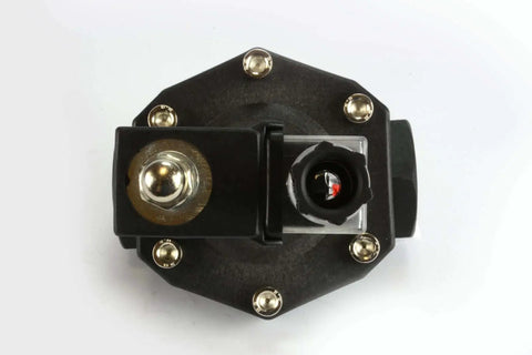 Top view of 1 Inch BSPP Electric Solenoid Valve For Air Water Gas And Liquids, Normally Closed 110V AC, Plastic Body, 1 Inch Port