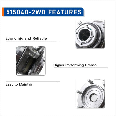 Image features Two Pack Front Wheel Bearing And Hub Assembly 515040 2WD Bolt On Direct Replacement Fits Toyota 4Runner with emphasis on reliability.