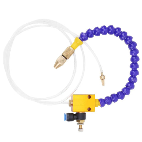 2 Pack Mist Coolant Spray System For 8mm Air Pipe CNC Lathe Milling Drill Machines shown with nozzle and flexible hose