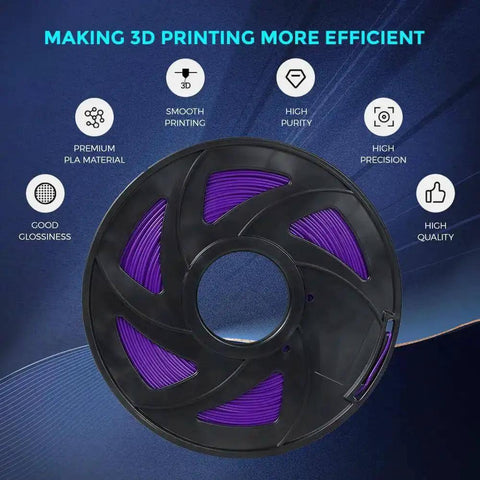 Premium 1.75mm PLA Pro Filament for 3D Printing Purple, 1kg Spool, Dimensional Accuracy ±0.02mm, shown on display
