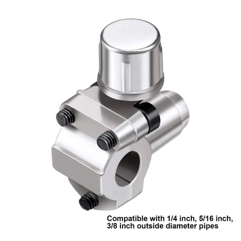 Mudder BPV31 piercing tap valve; silver metal body for 1/4, 5/16, 3/8 in OD pipes for R134A AC refrigerant