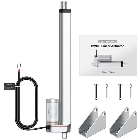 Beefy 12V Heavy Duty Linear Actuator 330 LBS 1500N 12 Inch Stroke Silent IP65 with brackets and wiring, user manual included